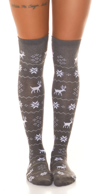 Overknee Stockings "Christmas" Gray